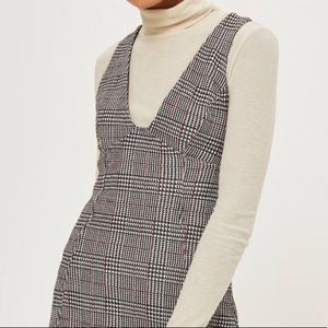 Topshop Plaid Check Pinafore Mini Dress Size 12
